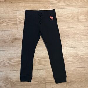 Abercrombie Kids Black Sweatpant Jogger Leggings with Pink Moose